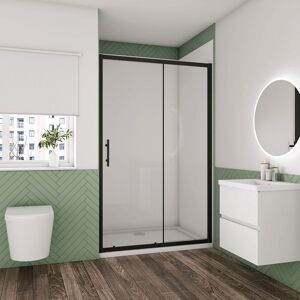 Biubiubath 1200x1850mm Matt Black Frame Sliding Shower Door with 1200x760mm Shower Tray Waste Biubiubath 1200x1850mm Matt Black Frame Sliding Shower Door with 1200x760mm Shower Tray Waste