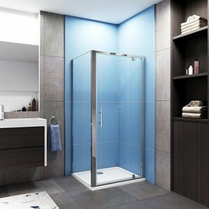 Biubiubath - 1900mm Height Chrome 760mm Pivot Shower Door + 900mm Side Panel + 900x760mm Tray Waste Biubiubath - 1900mm Height Chrome 760mm Pivot Shower Door + 900mm Side Panel + 900x760mm Tray Waste