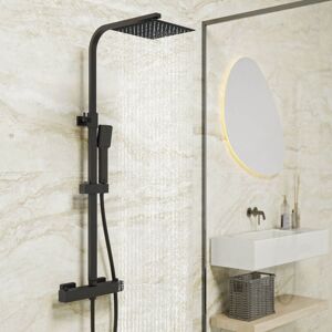 Biubiubath - 20cm Square Matt Black Thermostatic Mixer Shower Set Exposed Biubiubath - 20cm Square Matt Black Thermostatic Mixer Shower Set Exposed