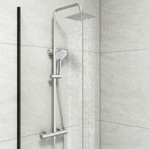 Biubiubath - Biubuibath Mixer Shower Square Exposed Chrome Thermostatic Twin Head Set Biubiubath - Biubuibath Mixer Shower Square Exposed Chrome Thermostatic Twin Head Set