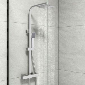 Biubiubath - Biubuibath Bathroom Shower Mixer Thermostatic Exposed Square Modern Twin Head Valve Set Chrome Biubiubath - Biubuibath Bathroom Shower Mixer Thermostatic Exposed Square Modern Twin Head Valve Set Chrome