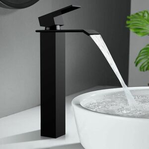 Mumu - Black Bathroom Faucet Sink Faucet Waterfall Single Handle Basin Faucet Black Mixer Tap Bathroom Faucet Tall Mumu - Black Bathroom Faucet Sink Faucet Waterfall Single Handle Basin Faucet Black Mixer Tap Bathroom Faucet Tall