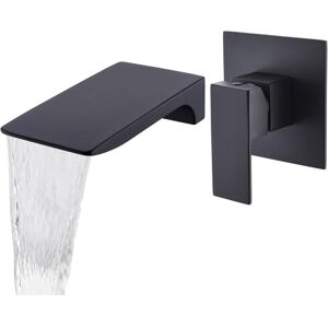 Cyslmuk - Black Bathroom Wall Mounted Sink Mixer Tap, Brass Wall Mounted Waterfall Faucet Cyslmuk - Black Bathroom Wall Mounted Sink Mixer Tap, Brass Wall Mounted Waterfall Faucet