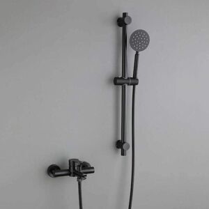Gotrays - Black Bathtub Faucet Wall Mounted Stainless Steel Bath Mixer Tap with Hand Shower Shower Faucet with 1.5m Hose and Holder Gotrays - Black Bathtub Faucet Wall Mounted Stainless Steel Bath Mixer Tap with Hand Shower Shower Faucet with 1.5m Hose and Holder