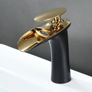 SHUNLI Black Gold Waterfall Bathroom Faucet Elegant Design Basin Mixer Tap Brass Faucet SHUNLI Black Gold Waterfall Bathroom Faucet Elegant Design Basin Mixer Tap Brass Faucet