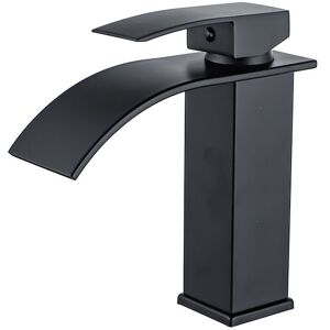 Linghhang - Black Lacquered Waterfall Faucet Hot and Cold Countertop Sink Bathroom Cabinet Single Hole Faucet Waterfall Basin Faucet, Waterfall Mixer Linghhang - Black Lacquered Waterfall Faucet Hot and Cold Countertop Sink Bathroom Cabinet Single Hole Faucet Waterfall Basin Faucet, Waterfall Mixer