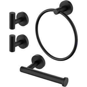 TINOR Black Towel and Toilet Roll Holder Set Bathroom Accessory Set 4 Piece Toilet Roll Holder and Towel Ring and Hook SUS304 Stainless Steel Wall Mounted TINOR Black Towel and Toilet Roll Holder Set Bathroom Accessory Set 4 Piece Toilet Roll Holder and Towel Ring and Hook SUS304 Stainless Steel Wall Mounted
