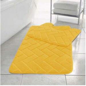 Homespace Direct - Blocks Non- Slip Memory Foam Bath Mat/ Toilet Mat Set Ochre Homespace Direct - Blocks Non- Slip Memory Foam Bath Mat/ Toilet Mat Set Ochre