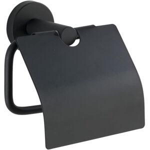 LINGHHANG Bosio Black matt stainless steel toilet paper holder with lid - Toilet paper roll holder, Stainless steel, 15 x 13.5 x 7 cm LINGHHANG Bosio Black matt stainless steel toilet paper holder with lid - Toilet paper roll holder, Stainless steel, 15 x 13.5 x 7 cm