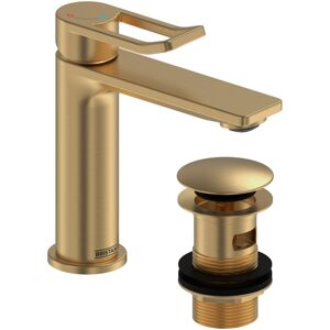 Bristan - Saffron Eco Start Basin Mixer Tap with Clicker Waste - Brushed Brass Bristan - Saffron Eco Start Basin Mixer Tap with Clicker Waste - Brushed Brass