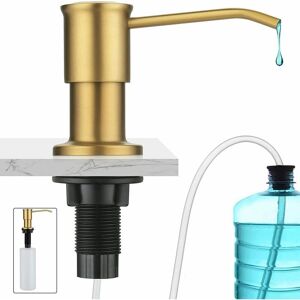 Ikodm - Brushed Gold Built-in Soap Dispenser, Kitchen Sink Soap Dispenser, Built-in Soap Dispenser with 500ML Bottle and 1.2m Extension Set, Top Ikodm - Brushed Gold Built-in Soap Dispenser, Kitchen Sink Soap Dispenser, Built-in Soap Dispenser with 500ML Bottle and 1.2m Extension Set, Top