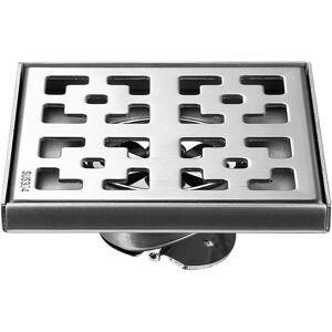 Tinor - Brushed Square Shower Drain, Stainless Steel Floor Drain with Removable Grate, Hair Strainer, Bathroom Shower Drain, Trap Cover, 12 x 12cm Tinor - Brushed Square Shower Drain, Stainless Steel Floor Drain with Removable Grate, Hair Strainer, Bathroom Shower Drain, Trap Cover, 12 x 12cm