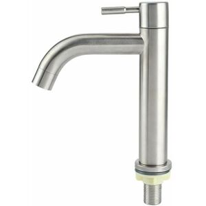 Ymyny - Brushed stainless steel G1/2 single hole basin faucet with large quick opening mechanism for bathroom sink, balcony, household basin faucet, Ymyny - Brushed stainless steel G1/2 single hole basin faucet with large quick opening mechanism for bathroom sink, balcony, household basin faucet,