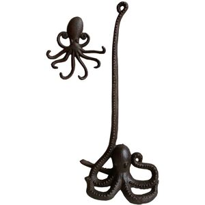 SELECTIONS Cast Iron Octopus Wall Hook and Loo Roll Holder SELECTIONS Cast Iron Octopus Wall Hook and Loo Roll Holder