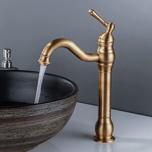 Ccykxa - Brass Faucet Retro, 360° Swivel, Single Handle, High Spout, Hot & Cold - Faucet Ccykxa - Brass Faucet Retro, 360° Swivel, Single Handle, High Spout, Hot & Cold - Faucet