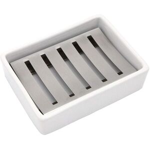 LINGHHANG Ceramic Soap Dish SUS304 Stainless Steel Double Layer Soap Holder Draining Shower Soap Box for Bathroom and Shower LINGHHANG Ceramic Soap Dish SUS304 Stainless Steel Double Layer Soap Holder Draining Shower Soap Box for Bathroom and Shower