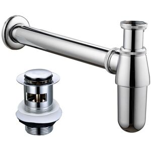 BUYAPARCEL Chrome Bottle Trap Bathroom Basin Sink Pipe Adjustable Height + Pop Up Waste BUYAPARCEL Chrome Bottle Trap Bathroom Basin Sink Pipe Adjustable Height + Pop Up Waste