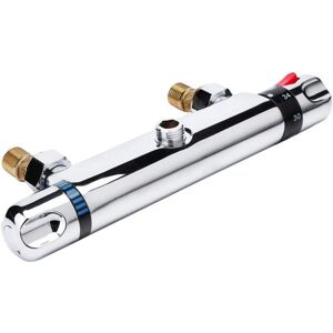 Ikodm - Chrome Brass Thermostatic Bath Faucet, Double Handle Shower, Hot and Cold Mixer Tap, Wall Mounted Faucet Ikodm - Chrome Brass Thermostatic Bath Faucet, Double Handle Shower, Hot and Cold Mixer Tap, Wall Mounted Faucet