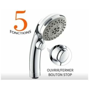 Gotrays - Chrome shower head with stop button Hand shower 5 modes to choose from Gotrays - Chrome shower head with stop button Hand shower 5 modes to choose from