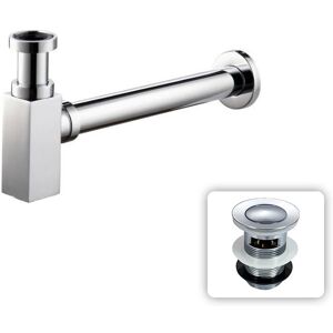 Nes Home - Chrome Square Bottle Trap & Outlet Pipe Bathroom Basin Sink Brass with Waste Nes Home - Chrome Square Bottle Trap & Outlet Pipe Bathroom Basin Sink Brass with Waste