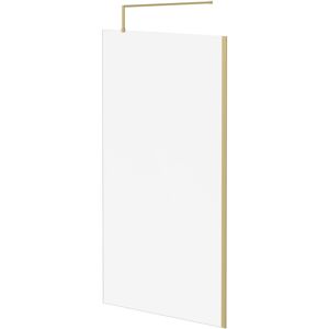8mm Clear Glass Brushed Brass 1850mm x 1100mm Walk In Shower Screen including Wall Channel and Support Bar - Colore 8mm Clear Glass Brushed Brass 1850mm x 1100mm Walk In Shower Screen including Wall Channel and Support Bar - Colore