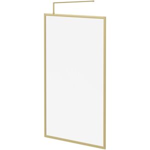 8mm Clear Glass Brushed Brass 1850mm x 1200mm Fully Framed Walk In Shower Screen including Wall Channel and Support Bar - Colore 8mm Clear Glass Brushed Brass 1850mm x 1200mm Fully Framed Walk In Shower Screen including Wall Channel and Support Bar - Colore