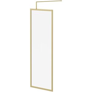 8mm Clear Glass Brushed Brass 1850mm x 700mm Fully Framed Walk In Shower Screen including Wall Channel and Support Bar - Colore 8mm Clear Glass Brushed Brass 1850mm x 700mm Fully Framed Walk In Shower Screen including Wall Channel and Support Bar - Colore
