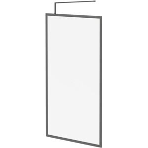 8mm Clear Glass Gunmetal Grey 1850mm x 1100mm Fully Framed Walk In Shower Screen including Wall Channel and Support Bar - Colore 8mm Clear Glass Gunmetal Grey 1850mm x 1100mm Fully Framed Walk In Shower Screen including Wall Channel and Support Bar - Colore