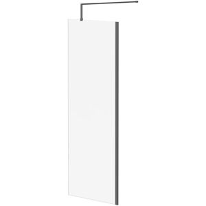 8mm Clear Glass Gunmetal Grey 1850mm x 700mm Walk In Shower Screen including Wall Channel and Support Bar - Colore 8mm Clear Glass Gunmetal Grey 1850mm x 700mm Walk In Shower Screen including Wall Channel and Support Bar - Colore