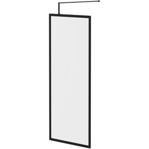 8mm Clear Glass Matt Black 1850mm x 800mm Fully Framed Walk In Shower Screen including Wall Channel and Support Bar - Colore 8mm Clear Glass Matt Black 1850mm x 800mm Fully Framed Walk In Shower Screen including Wall Channel and Support Bar - Colore