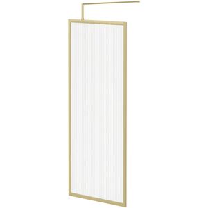 8mm Fluted Glass Brushed Brass 1850mm x 800mm Fully Framed Walk In Shower Screen including Wall Channel and Support Bar - Colore 8mm Fluted Glass Brushed Brass 1850mm x 800mm Fully Framed Walk In Shower Screen including Wall Channel and Support Bar - Colore