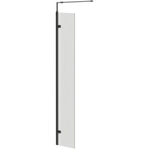 Colore 8mm Fluted Glass Gunmetal Grey 1850mm x 300mm Walk In Hinged Return Shower Screen Colore 8mm Fluted Glass Gunmetal Grey 1850mm x 300mm Walk In Hinged Return Shower Screen