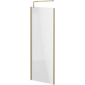 Colore 8mm Clear Glass Brushed Brass 1850mm x 800mm Walk In Shower Screen including Wall Channel with End Profile and Support Bar Colore 8mm Clear Glass Brushed Brass 1850mm x 800mm Walk In Shower Screen including Wall Channel with End Profile and Support Bar