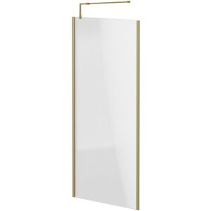 Colore 8mm Clear Glass Brushed Brass 1850mm x 900mm Walk In Shower Screen including Wall Channel with End Profile and Support Bar Colore 8mm Clear Glass Brushed Brass 1850mm x 900mm Walk In Shower Screen including Wall Channel with End Profile and Support Bar