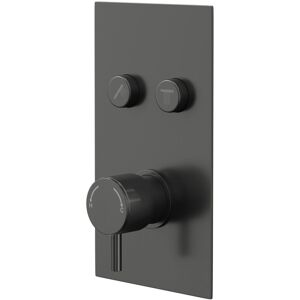Colore - Round Gunmetal Grey Concealed Push Button Shower Valve with Fully Knurled Control Handle - 2 Outlet Colore - Round Gunmetal Grey Concealed Push Button Shower Valve with Fully Knurled Control Handle - 2 Outlet
