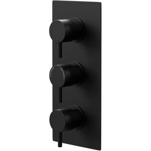 Colore - Round Matt Black Concealed Triple Thermostatic Shower Valve with Diverter - 3 Outlets Colore - Round Matt Black Concealed Triple Thermostatic Shower Valve with Diverter - 3 Outlets