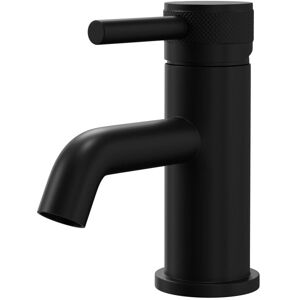 Colore - Round Matt Black Mini Mono Basin Mixer with Half Knurled Tap Head Colore - Round Matt Black Mini Mono Basin Mixer with Half Knurled Tap Head