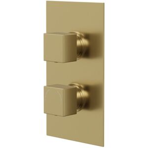 Colore - Square Brushed Brass Concealed Twin Thermostatic Shower Valve - 1 Outlet Colore - Square Brushed Brass Concealed Twin Thermostatic Shower Valve - 1 Outlet