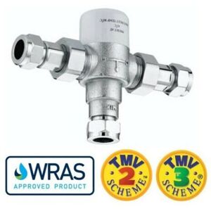 Buyaparcel - Commercial Hot Water 22mm TMV3 Thermostatic Blending Mixing Valve Under Sink Buyaparcel - Commercial Hot Water 22mm TMV3 Thermostatic Blending Mixing Valve Under Sink