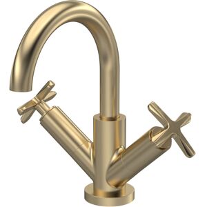 Balterley - Connect Mono Basin Mixer Tap with Crosshead Handles & Push Button Waste - Brushed Brass Balterley - Connect Mono Basin Mixer Tap with Crosshead Handles & Push Button Waste - Brushed Brass