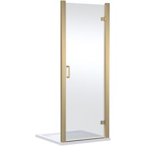 Balterley - Contemporary 8mm Glass Reversible Hinged Shower Door, 800mm, Brushed Brass Balterley - Contemporary 8mm Glass Reversible Hinged Shower Door, 800mm, Brushed Brass