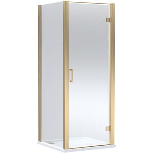 Balterley - Contemporary Bathroom Hinged Shower Door, Side Panel and Shower Tray - 800 x 800mm, Brushed Brass/White Balterley - Contemporary Bathroom Hinged Shower Door, Side Panel and Shower Tray - 800 x 800mm, Brushed Brass/White