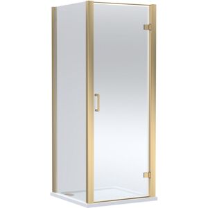 Balterley - Contemporary Bathroom Hinged Shower Door, Side Panel and Slip Resistant Shower Tray - 800 x 800mm, Brushed Brass/White Balterley - Contemporary Bathroom Hinged Shower Door, Side Panel and Slip Resistant Shower Tray - 800 x 800mm, Brushed Brass/White