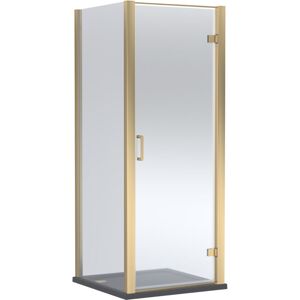 Balterley Hinged Shower Door with 6mm Glass, Side Panel & 900x900mm Shower Tray, Brushed Brass/Slate Grey Balterley Hinged Shower Door with 6mm Glass, Side Panel & 900x900mm Shower Tray, Brushed Brass/Slate Grey