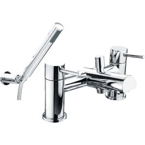 Balterley - Contemporary Minimalist Round Deck Mounted Bath Shower Mixer Tap with Kit - Chrome Balterley - Contemporary Minimalist Round Deck Mounted Bath Shower Mixer Tap with Kit - Chrome