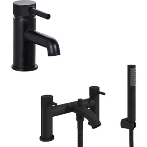 Balterley - Contemporary Single Lever Handle Mono Basin Tap and Bath Shower Mixer Set - Black Balterley - Contemporary Single Lever Handle Mono Basin Tap and Bath Shower Mixer Set - Black