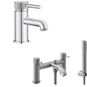 Balterley - Contemporary Single Lever Handle Mono Basin Tap and Bath Shower Mixer Set - Chrome Balterley - Contemporary Single Lever Handle Mono Basin Tap and Bath Shower Mixer Set - Chrome