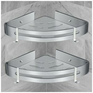 Aiperq - Corner Shower Shelf, Bathroom Shelf, No Drilling, Self Adhesive Wall Mounted Shower Caddy (2 Pack) Aiperq - Corner Shower Shelf, Bathroom Shelf, No Drilling, Self Adhesive Wall Mounted Shower Caddy (2 Pack)