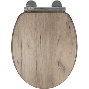Croydex Oak Effect Soft-Close Round Toilet Seat, Universal Fitting - Grey/White Croydex Oak Effect Soft-Close Round Toilet Seat, Universal Fitting - Grey/White