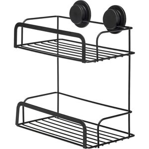 Croydex - Adhesive Shower Caddy, Stick 'n' Lock 2 Tier Cosmetic Basket, Matt Black Croydex - Adhesive Shower Caddy, Stick 'n' Lock 2 Tier Cosmetic Basket, Matt Black